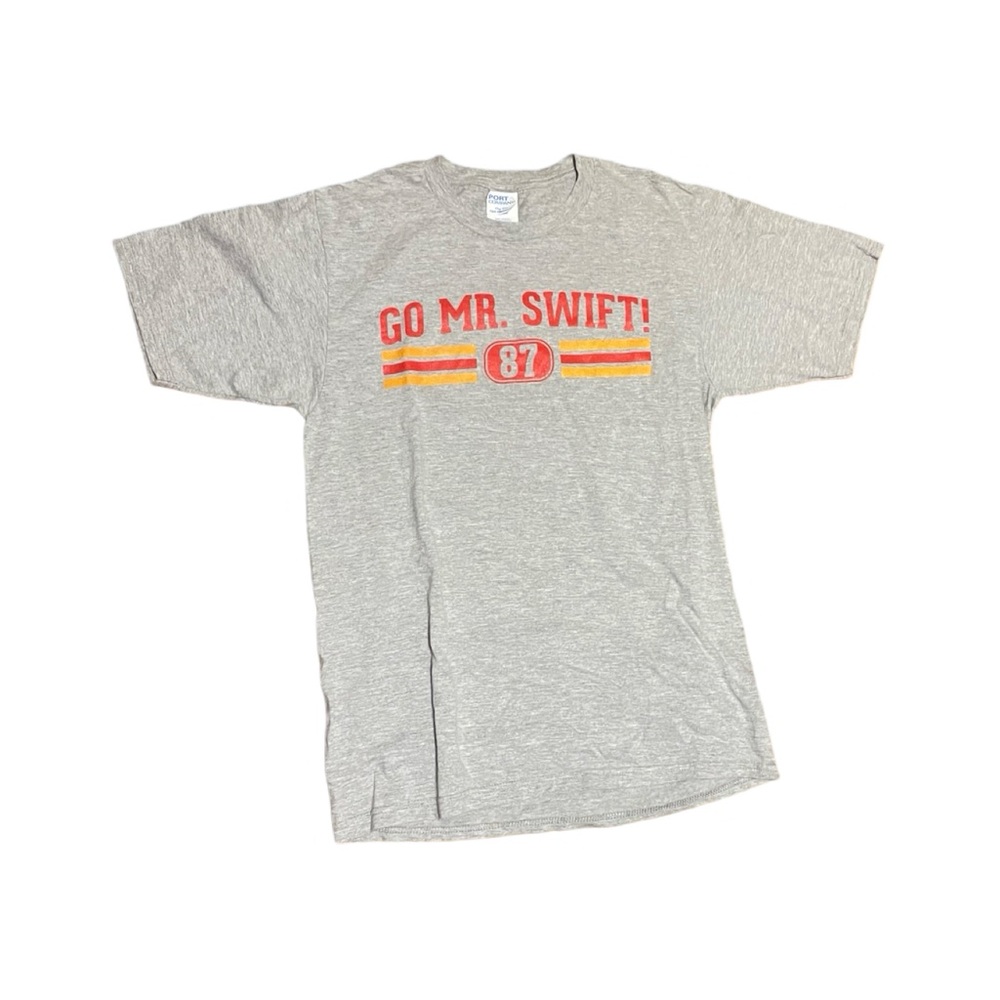 Go Mr. Swift port and Company Gray Short Sleeve Tee with Bold Text